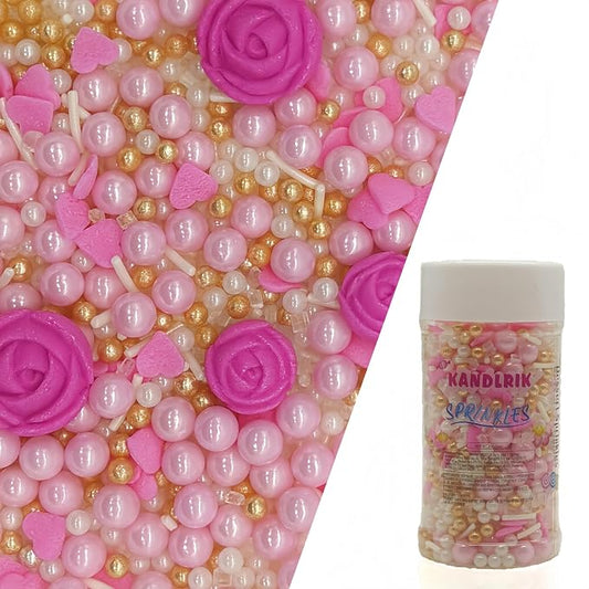 Pink Series Sprinkles Rose Sprinkles Edible Heart Cake Decorating Cupcake Toppers Cookie Decorating Perfect for Cakes, Cupcakes, Desserts Toppings 3OZ