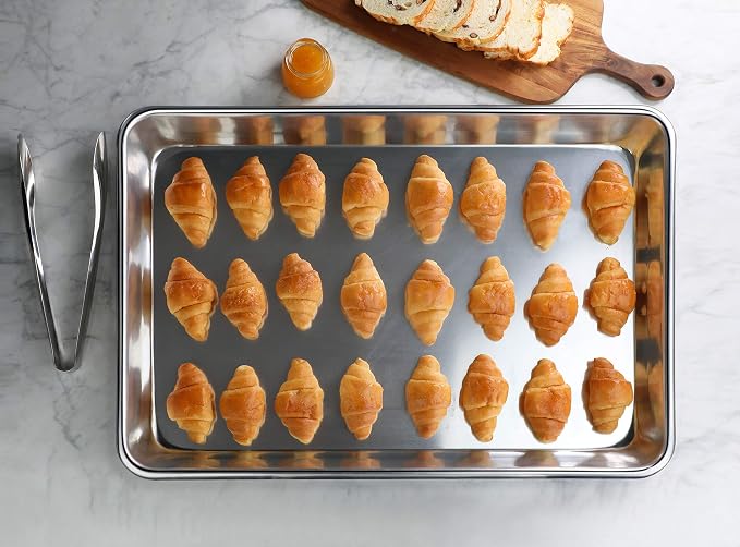 New Star Foodservice Commercial-Grade 12-Gauge Aluminum Open Bead Sheet Pan/Bun Pan, 18" L x 26" W x 2" H (Full Size)