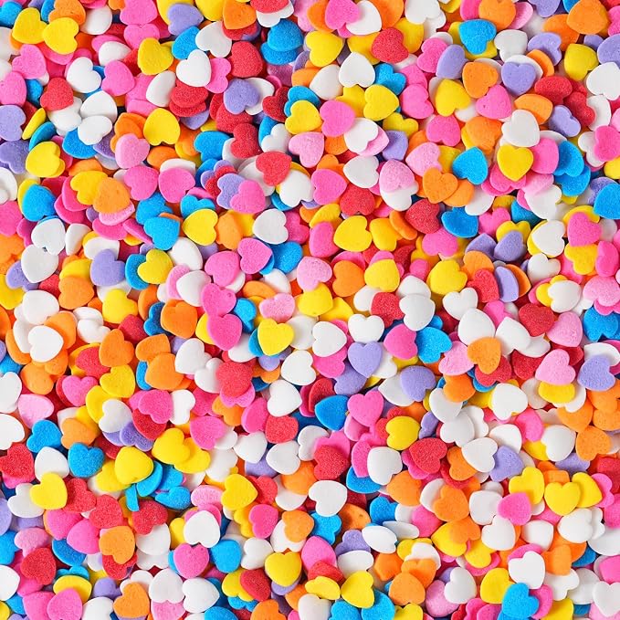 Rainbow Heart Sprinkles for Cake Decorating 7 oz Edible Colorful Heart Confetti Sprinkles for Baking Cookies Ice Cream Chocolate Cupcake Toppers for Wedding Anniversary