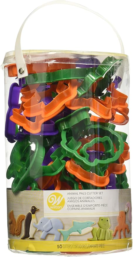 Wilton Animal Pals Cutter Set - Make Cut Out Sugar Cookies or Gingerbread Cookies for Themed Parties like Jungle, Farm, Ocean, 50-Piece