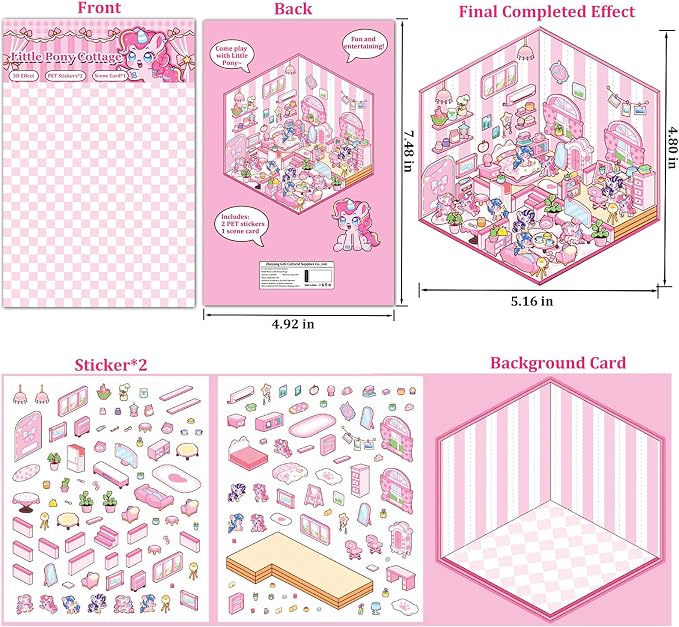 DIY 3D Sticker Scenes for Girls, 6 Sets Make Your Own Mini Room Scene Stickers for Kids, Cute Kawaii Scene Stickers, Therapy Stickers for Stress Relief, Holiday Christmas Activity