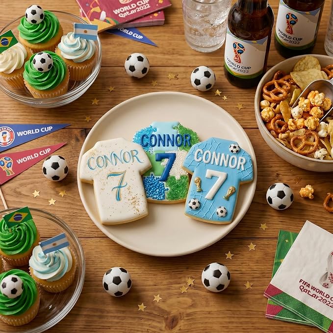 Mostop Custom Soccer Cookie Cutter with Stampers, 3D Love Soccer Cookie Cutter Set, Cake Decoration Tools Birthday Party Supplies Favors