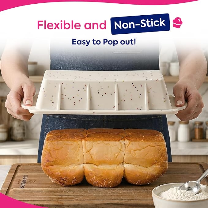 RICCLE Silicone Bread Loaf Pan – 2 Pack, 9.5x5 inch Silicone Molds for Baking with Metal Reinforced Frame - Non-Stick Banana Bread Loaf Pan & Silicone Baking Pan -for Baking Meatloaf