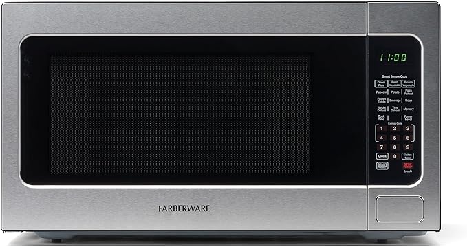 Farberware 1100W 2.2 cu ft Countertop Microwave Oven With Smart Sensor, LED Lighting, Child Lock - For Apartments and Dorms