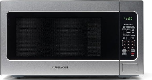 Farberware 1100W 2.2 cu ft Countertop Microwave Oven With Smart Sensor, LED Lighting, Child Lock - For Apartments and Dorms