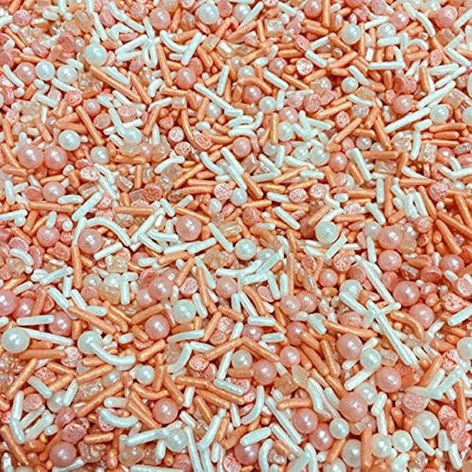 COOL MOM SPRINKLES Golden Peach Sprinkles (4 oz.) – Elegant Themed Sprinkles for Decorating Birthday Cakes, Cupcakes, Cookies & Desserts – Mixed in the USA/Gluten-Free