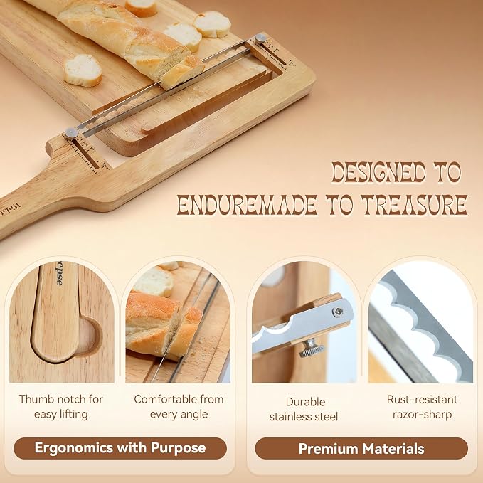 welsteepse Bread Slicer for Homemade Bread – Sourdough Bread Knife with Thickness Guide & Serrated Stainless Blade,Magnetic Storage