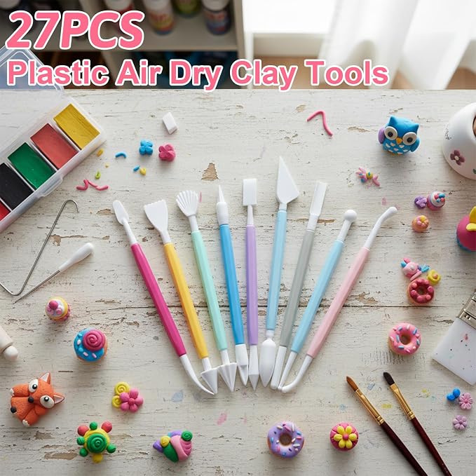 cobee 3 Set Air Dry Clay Tools, Fondant Sculpting Tool Set, Polymer Clay Tools for Modeling Decorating Tool, Clays Sculpting Sets for Cookie Cake Decorating, Sugarcraft Sculpture Pottery
