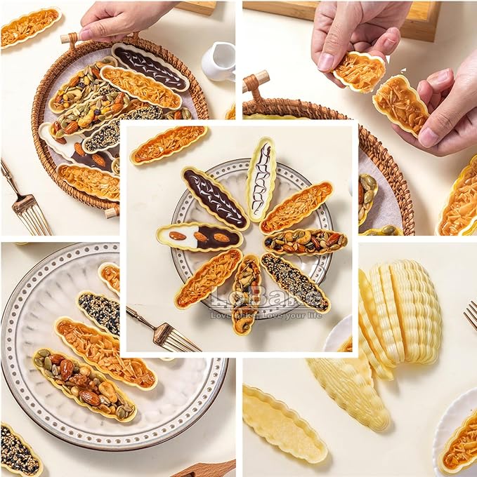 LoBake 10pcs per lot Various Design Fluted Edge Wavy Flower Cup Boat Round Shape Aluminium Tart Mould Jelly Pudding Cup Cupcake Mold Baking (C15)