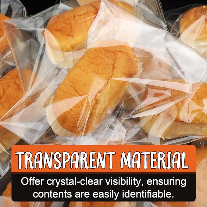 200Pcs Cookie Bags, Self Sealing Cellophane Bags 5x7 Inches, Resealable Treat Bags for Cookies, and Party Favors.