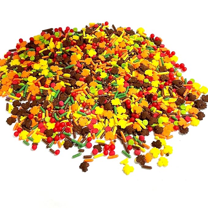 Homipooty Edible Fall Maple Leaf Sprinkles-100g/3.52oz-Thanksgiving Pearl Sugar Sprinkles for Cake Decorations -Autumn Sprinkles for Cupcakes Topper, Cookies, Ice Cream,Donut Jimmies Quins.
