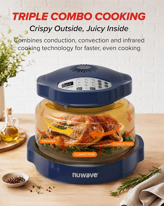 Nuwave Pro Plus 2 Air Fryer Oven, Infrared Countertop Convection, No Defrost No Preheat, Triple Combo Heating, 10-in-1 Multicooker, PFAS & BPA Free, 10LB Capacity, Dishwasher Safe Parts, 20660V03U