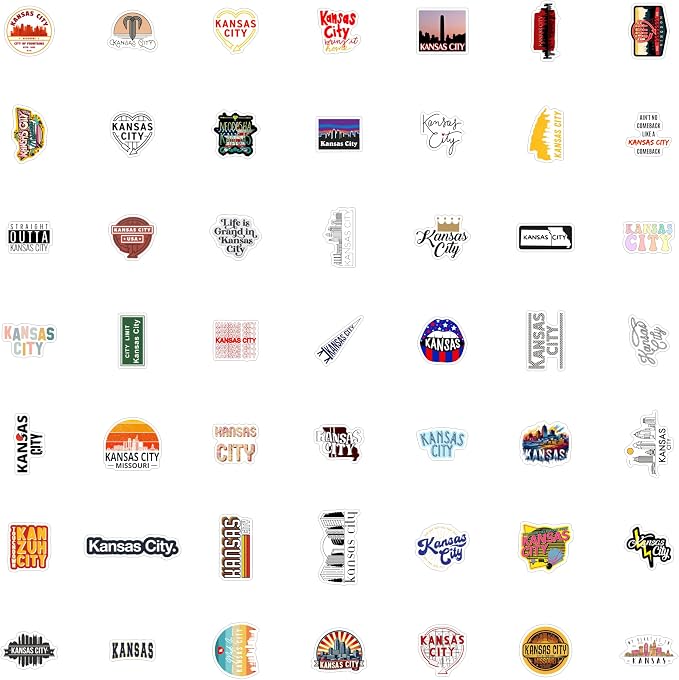 BulbaCraft BulbaCraft Kansas City Stickers for Water Bottle and Laptop - City Souvenirs, Decorations & Gifts, Waterproof Vinyl Decals, Gifts for Women & Men