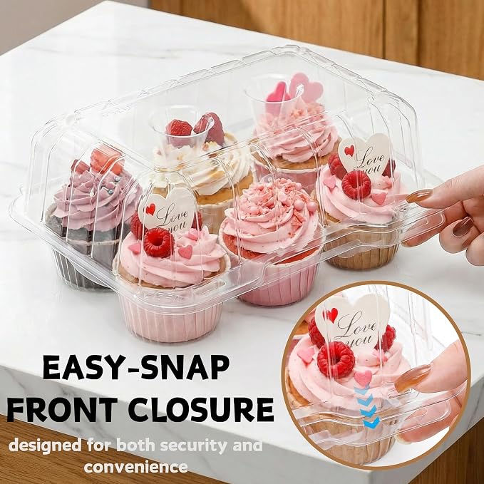 Coloch 40 Pack Clear Cupcake Container, 6 Count Plastic Cupcake Box with Lid Disposable 6 Cavity Muffin Holder BPA Free Bakery Carrying Box for Standard Sized Cupcakes