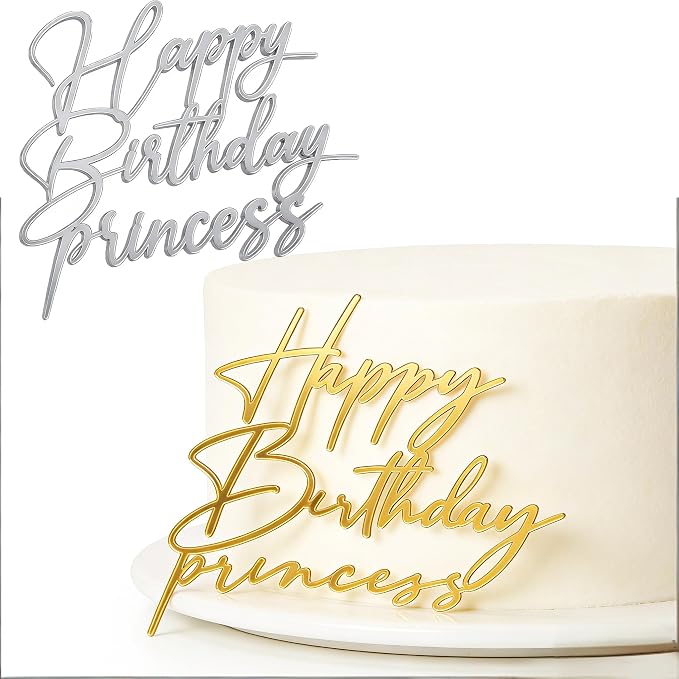 Acrylic Happy Birthday Cake Topper Durable Reusable Perfect for Birthday Cakes, Cupcakes, Dessert Tables Ideal for Kids Adults Birthday Celebrants (Gold,Sliver)
