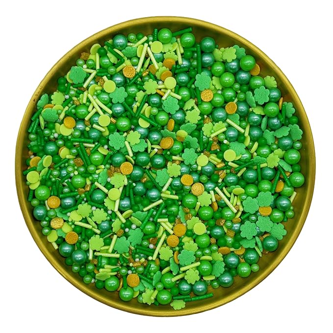 Dynastang St. Patricks Day Sprinkles Mixed Style Edible Cake Decorations Cupcake Toppers Cookie Perfect for Cakes, Cupcakes, Desserts Toppings 3OZ