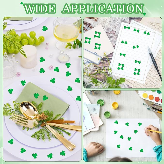 St. Patrick's Day Shamrock Confetti, Green Glitter Confetti Decorations, 60g Lucky Irish Clover Metallic Foil Sequins Sprinkles Table Scatter Decorations for St. Patrick's Day Party Supplies