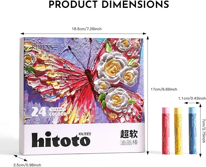 rubens Soft Oil Pastels Set (24 Macaron Colors), Professional Creamy Texture Oil Pastels for Easy Blending, Layering, Dreamy Art Supplies for Artists, Beginners & Adults