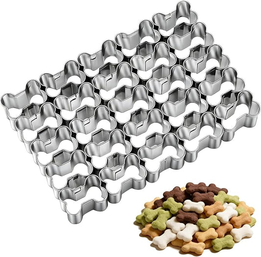 1 PCS 25 Cavity Mini Dog Bone Cookie Cutter, Stainless Steel Multi-Grid Bone Shaped Cookie Cutter Biscuit Cutters Molds Baking Molds for DIY Crafts Pet Dog Theme Party Homemade Treats Baking
