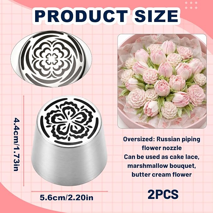 Russian Piping Tips, Stainless Steel Cupcake Flower Shaped Frosting Nozzle