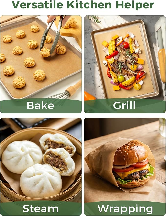12x16 Parchment Paper Sheets – 80 Precut, Unbleached, Non-Stick Sheets for Half Baking Sheet, Flat-Packed (No Folds/Creases) & Oven Safe, Gift Box for Baking, Air Fryer & Microwave