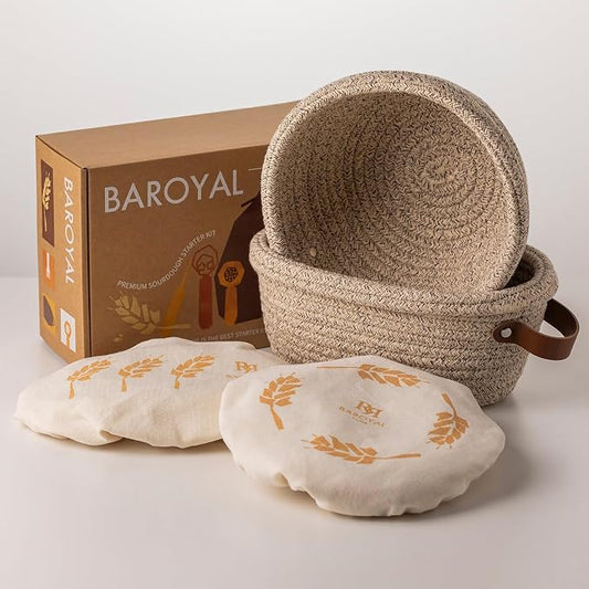 Crispier Crust Cotton Rope Banneton Bread Proofing Basket Set, Oval & Round Bread Baskets with Liners & Covers for Artisan Bread Baking, Sourdough Bread Baking Supplies(Natural)