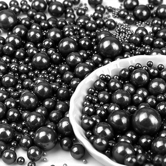Black Pearl Sprinkles for Cake Decorating, 6 Sizes Mix 4.6 oz Edible Pearls Cake Sprinkles for Ice Cream Baking Cupcake Cookie Dessert
