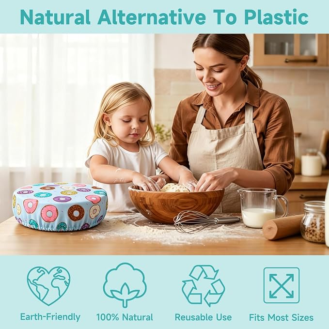 6PCS Bowl Covers Reusable Bread Proofing Bowl Covers Sourdough Bread Baking Accessories, Doughnuts
