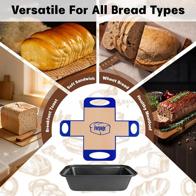Loaf Pan with Liners Set: 2-Pack Nonstick 9 x 5 Inch Bread Pan and Loaf Liners for Homemade Oven Baking - Rectangular Baking Tray for Kitchen Home Baker Make Sourdough Banana Sandwich Bread(Blue)