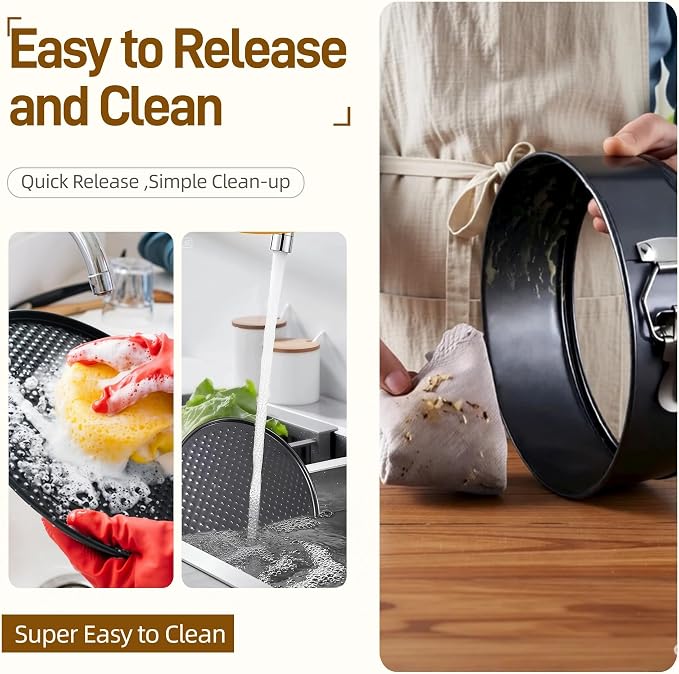 6PCS round Springform Cake Pans Set(7,8,9,9.5,10,11inch) | nonstick coating,food-grade carbon steel,450°F heat-resistant,spring-lock&removable bottom easy release,Ideal for cakes,more