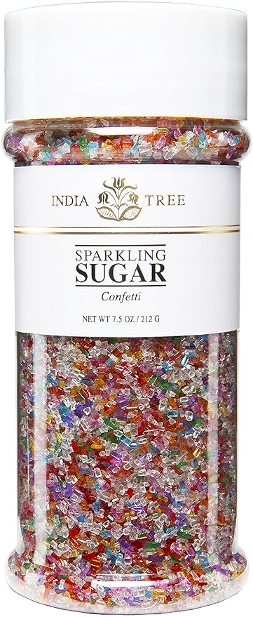 India Tree Confetti Sparkling Sugar, 7.5 oz | Vibrant Rainbow Decorating Sugar for Birthdays & Celebrations
