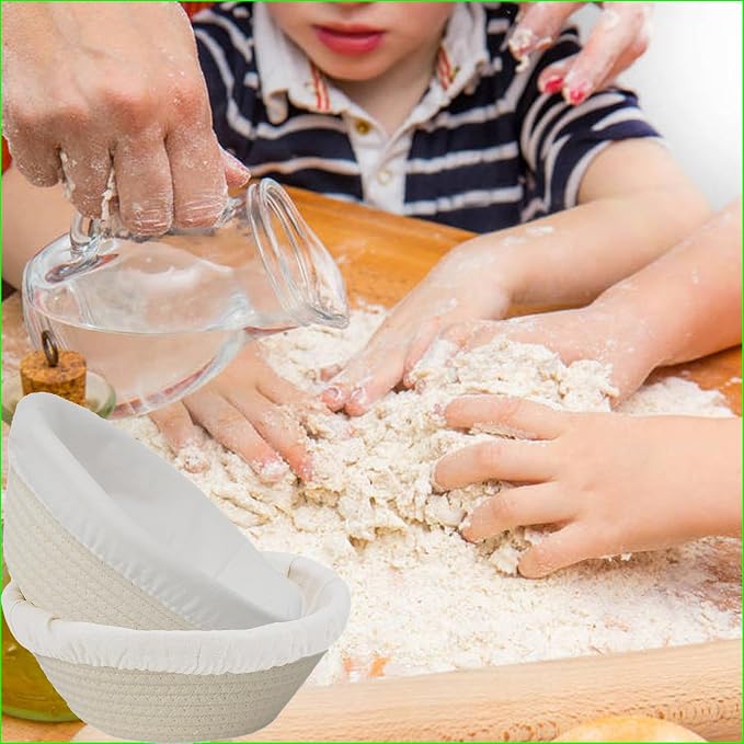 8 Inch 2 PCS Round Banneton Bread Proofing Basket，Banneton Bread Proofing Basket，Sourdough Proofing Basket with Liner - Round Banneton Basket for Baking