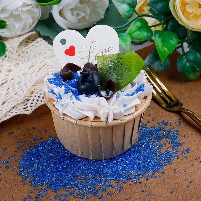 Blue Sanding Sugar - Sparkling Sugar Crystals for Baking Decorations (130g/4.6oz) - Edible on Cookies, Cupcakes, Cakes, Ice Cream | Wedding, Party, Valentines Sugar Sprinkles