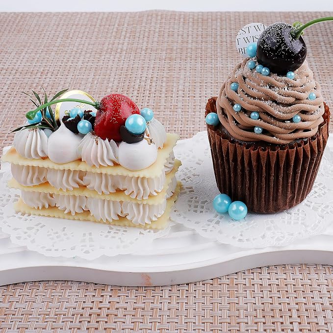 Pearl Sprinkles for Cake Decorating, 4 Sizes Sugar 130g/4.6oz, Cupcake, Ice Cream, Donuts, Macaron Toppings Supplies (2mm, 4mm, 7mm, 1cm) (Light Blue)