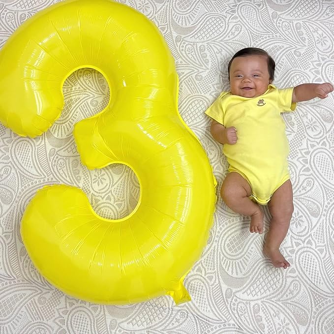 Yellow Number 5 Balloon 40 Inch, 5th Birthday Party Decorations for Children, Giant 5 Foil Balloon for Party Supplies