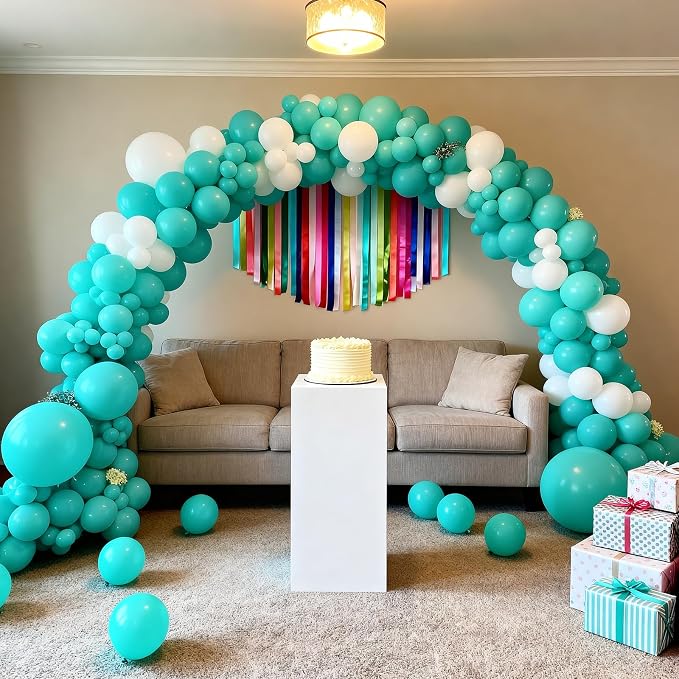 104pcs Teal Balloons Different Sizes Pack - 18/12/10/5 Inch Turquoise Latex Balloons Garland Arch for for Birthday Baby Bridal Shower Gender Reveal Wedding Party Decorations