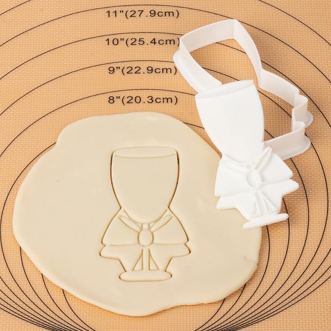 Wedding Cookie Cutter with Plunger Stamps Handle Champagne Glass Bridal Shower Holiday PLA Cake Baking Cutter Molds Gifts for Kids Decorative 3.5" Kitchen Cake Supplies