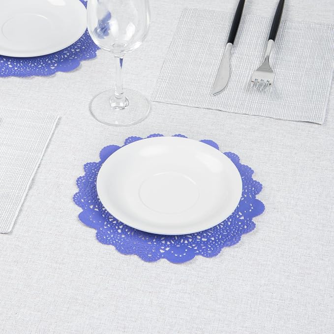 Restaurantware-Pastry Tek 8 x 8 Inch Paper Lace Doilies, 100 Round Disposable Table Doilies - Elegant Lace Finish, Long Lasting, Purple Paper Lace Doilies, for Pastries, Cupcakes, Desserts