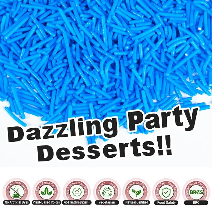 HUEBEATY Dye Free Rainbow Neon Colored Jimmies Sprinkles Variety Pack– 180g | Natural Primaty Color Sprinkles, Rainbow Color Jimmies Variety Pack for Cakes, Cupcakes, Cookies, Ice Cream and Kids Baking