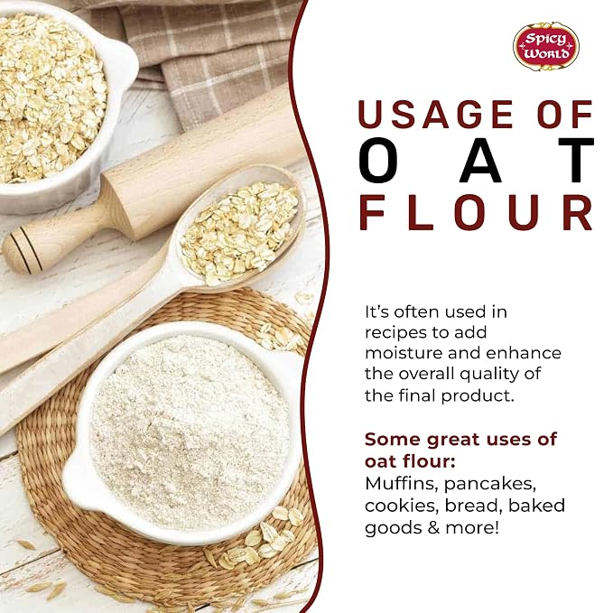 Oat Flour Whole Grain 4 LB LARGE Bag - Pure, USA Grown, For Baking & More, Non-GMO, Great Wheat Substitute - by Spicy World