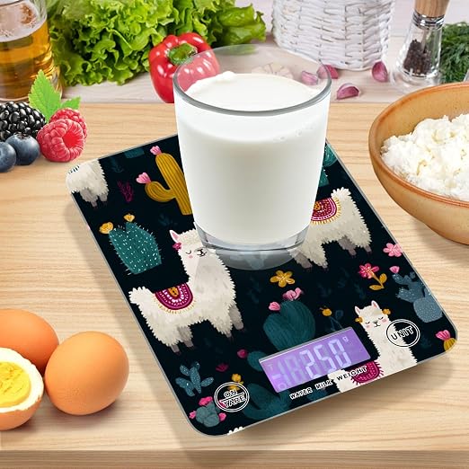 Food Scale Kitchen Scale for Baking Cooking Digital Food Weighing Measuring Scale Small Waterproof Electric Food Scale White Llama Green Cactus