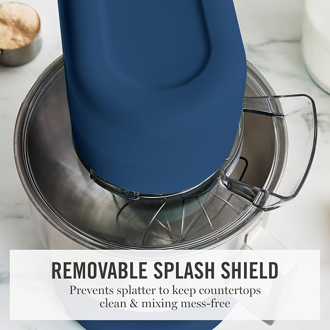 Martha Stewart 5.3Qt Stand Mixer, 12-Speed Tilt-Head Electric Kitchen Mixer with Stainless Steel Bowl, Dough Hook, Whisk & Beater, Splash Guard, Ideal for Baking Bread, Cake & Whipping, Indigo Blue