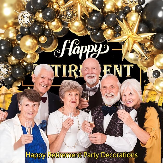 Black and Gold Balloon Arch Kit, Black and Gold Party Decorations for Birthday 2026 Graduation Retirement Masquerade Anniversary Party Decorations