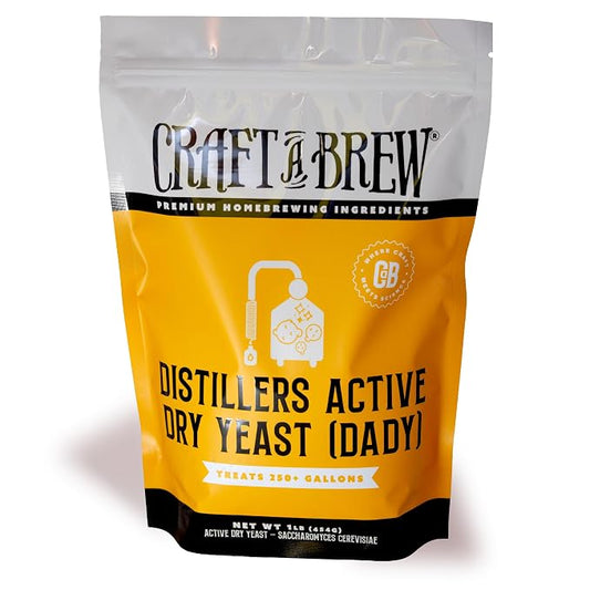 Craft A Brew - Distillers Active Dry Yeast (DADY) - Fast Starts, High Alcohol Tolerance & Clean Fermentations - For At Home Distilling - For Grain Mash Fermentations in Whiskey, Rum, Brandy -1 lb Bag