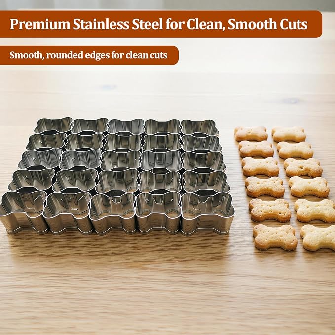 Bone Cracker Cutter Stainless Steel Cookie Cutter Mold, Makes 25 Mini Bone Biscuits at Once, Baking Tool for Party Snacks, DIY Gift Treats