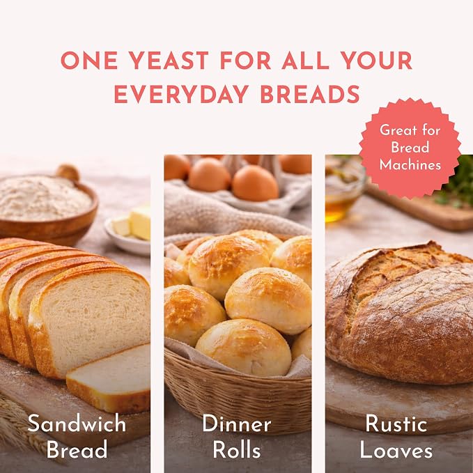 Scratch Red Instant Dry Yeast– All-Purpose Baking Yeast for Bread, Rolls, Sandwich Loaves, Pizza Dough & Bread Machines - (Red 8oz) (1 Packet)