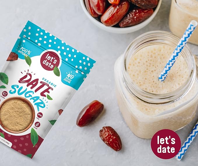 Let’s Date | Organic Date Sugar | Excellent Sugar Substitute | Baking Sugar Alternative | Good Source of Fiber | Vegan | Paleo | Gluten Free | Kosher | Non- GMO | Natural Sweetener (12oz (Pack of 1)
