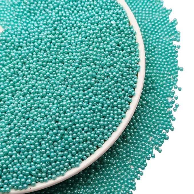 SE Si&Moos Nonpareil Sprinkles, 2mm Teal Mini Edible Pearls Teal Sprinkles for Cake Decorating Halloween Cookie Decorations Wedding Baby Shower Party Christmas Holiday Supplies 3.5 OZ