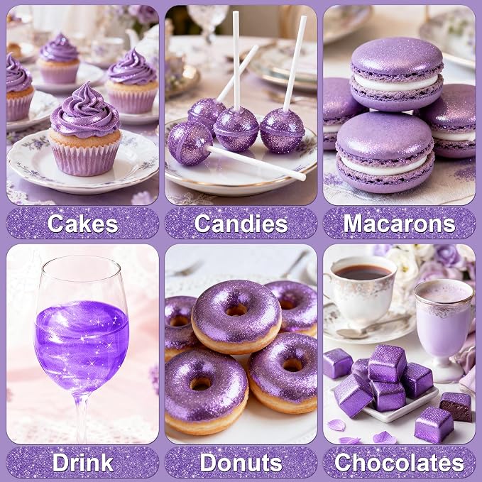 Violet Edible Glitter - 5g Food Grade Cake Decorating Shimmering Glitter, Edible Sprinkle Luster Dust for Drinks, Chocolates, Fondant, Strawberries, Cupcakes, Candy, Easter Cookie - Vegan