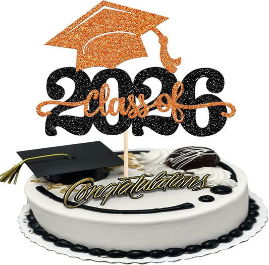 1 Pack Class of 2025 Cake Topper Glitter Congrats Grad Cap 2025 Graduation Cake Pick for 2025 Graduation Theme High School Boys Girls Graduate Party Cake Decorations Supplies Black Purple